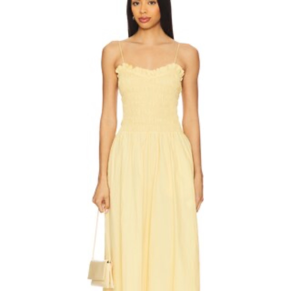 SWF Ruffled Bodice Midi Dress in Mellow Yellow